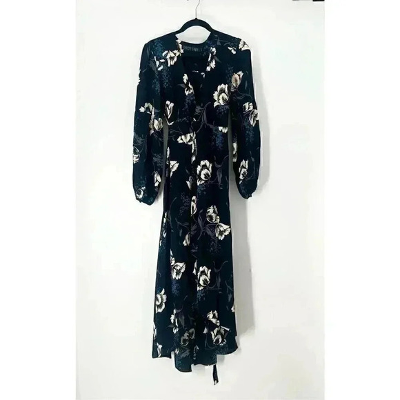 $398 Christy Dawn The Bergen Wrap Maxi Dress Womens Small Blue Floral Flowy - Picture 2 of 12
